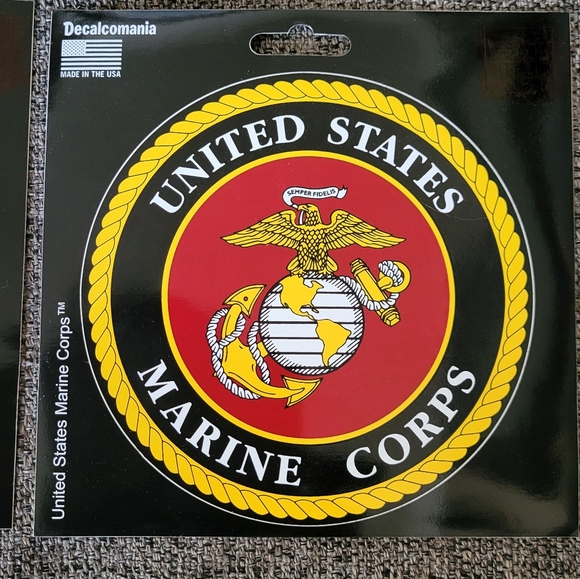 2 Marine Corps Stickers 5" Round Black Red United States Marines Semper Fi Decal - Picture 2 of 4